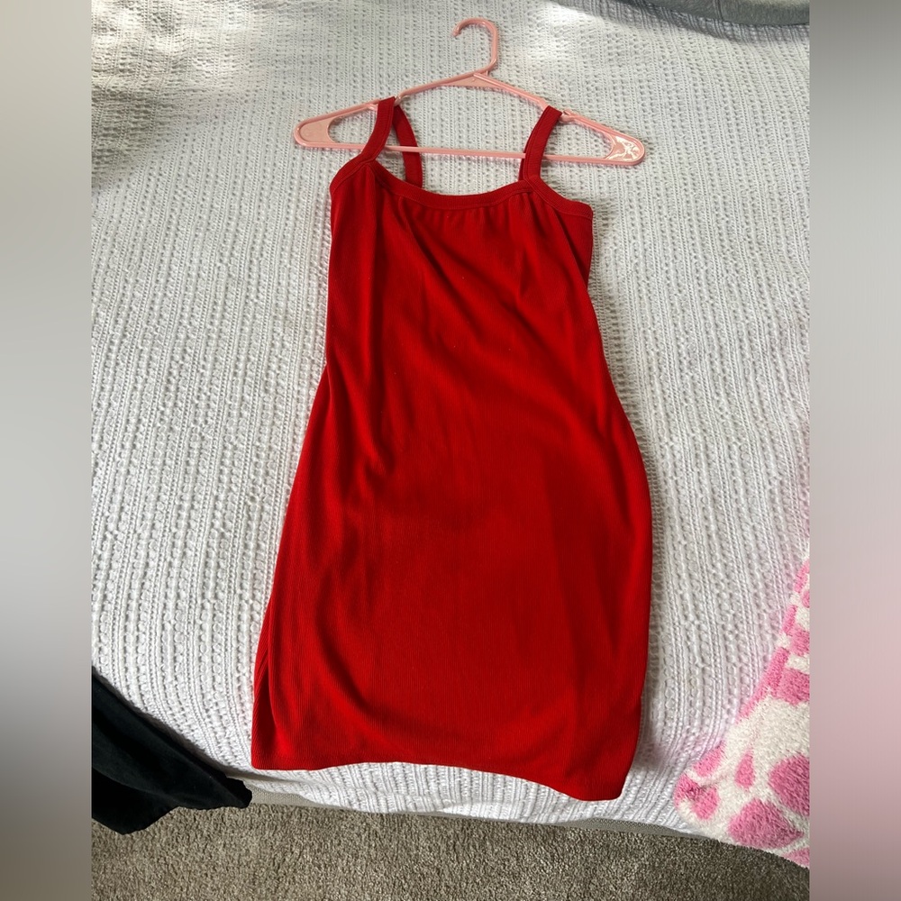 Tight red dress with low back